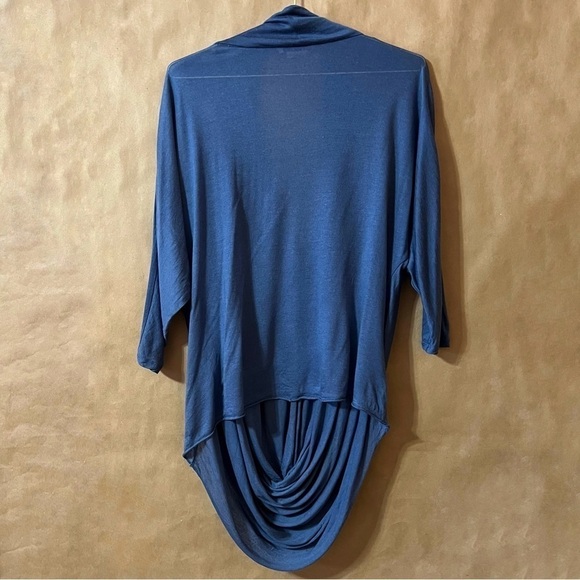 Alice + Olivia | Base Draped Wrap Popover Top Tencel Silk Blue Size M - Picture 11 of 15